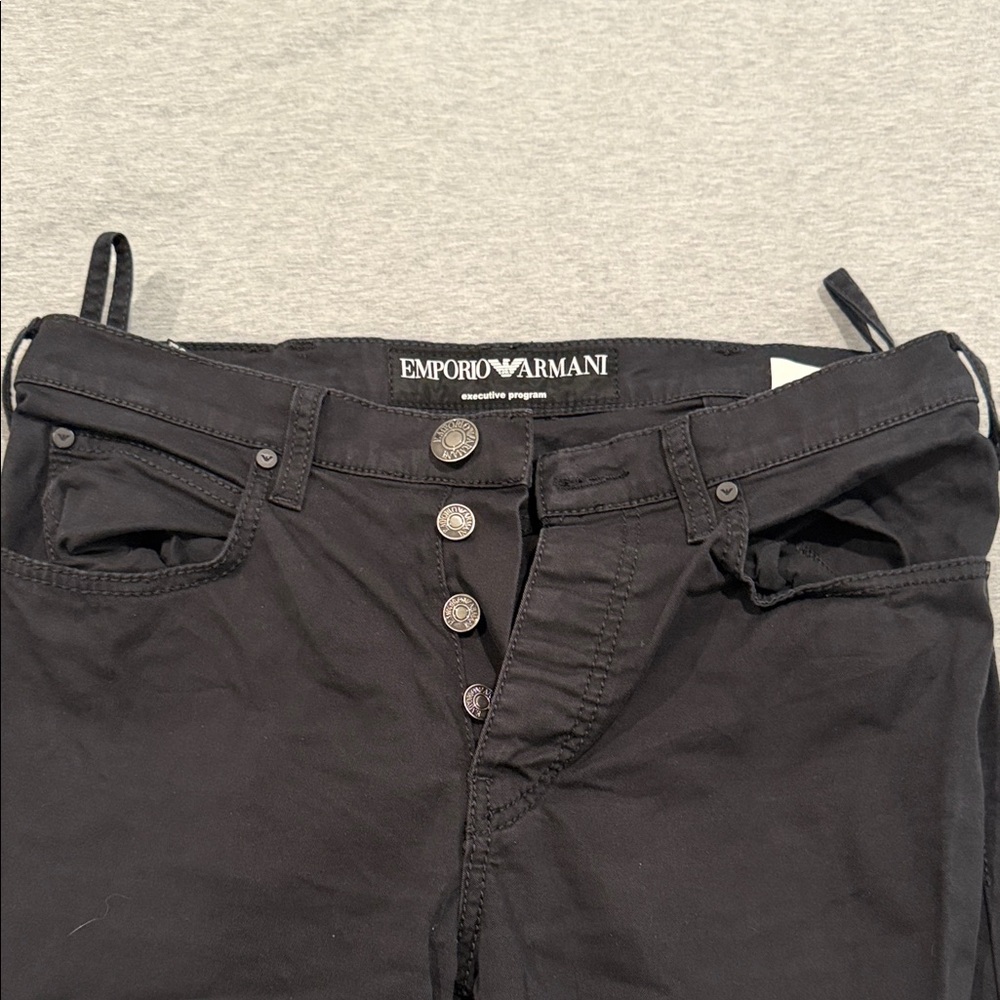 Emporio Armani Slim Black Skinny Jeans with Button Fly